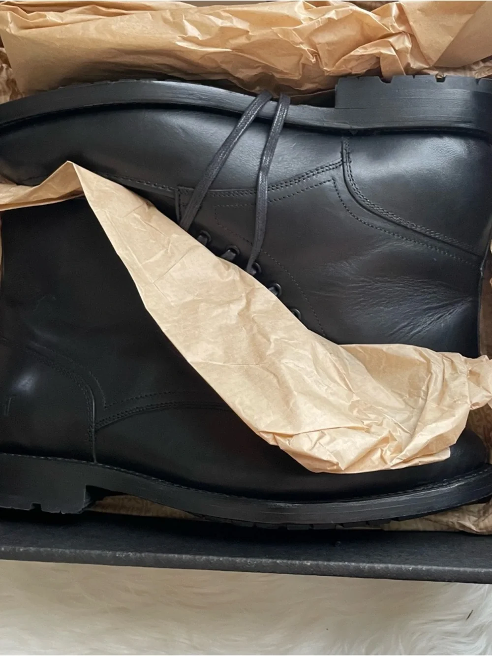 Frye Black Leather Lace-Up Men's Boots